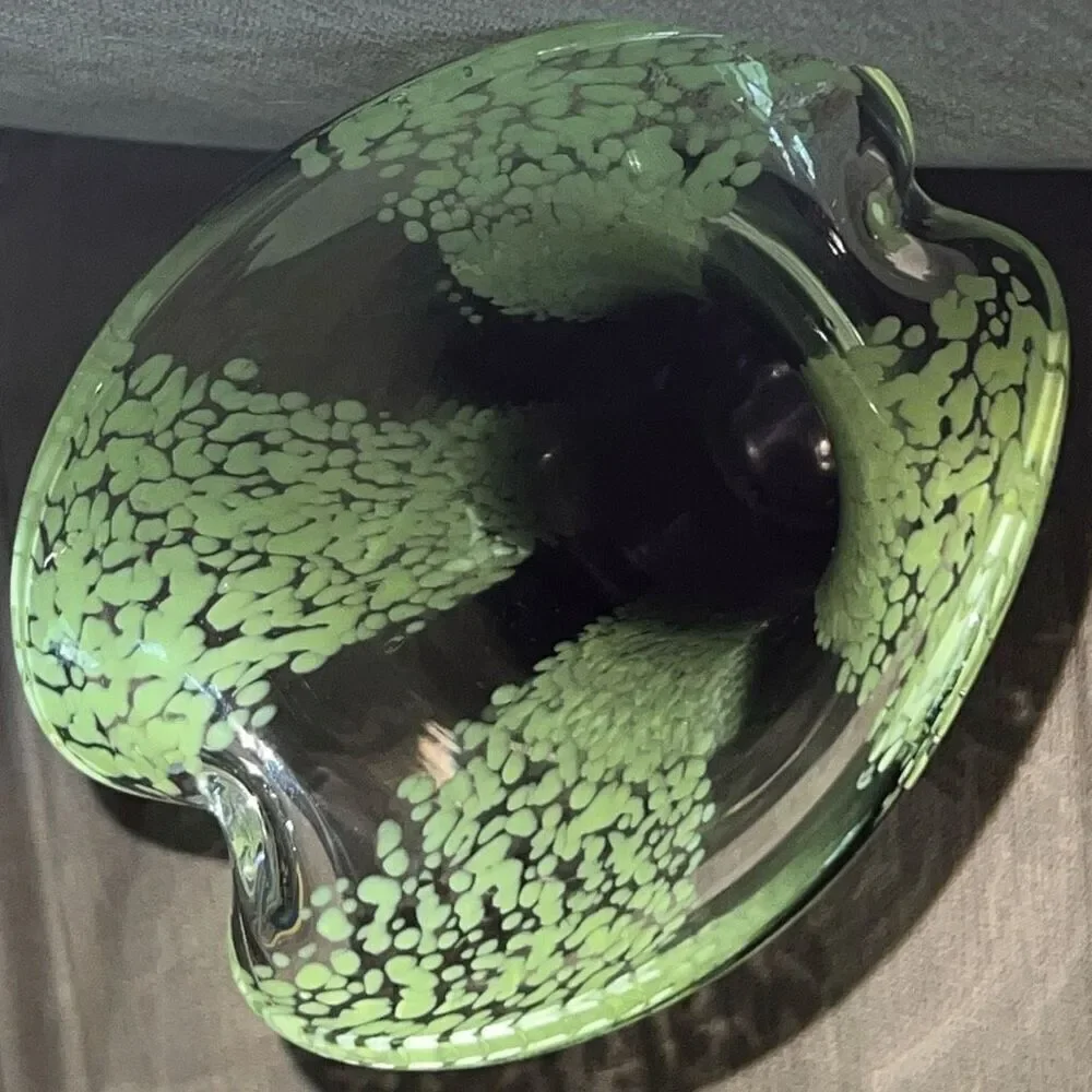 Vintage Teleflora Hand Blown Spring Glass Vase |Green Purple | 8